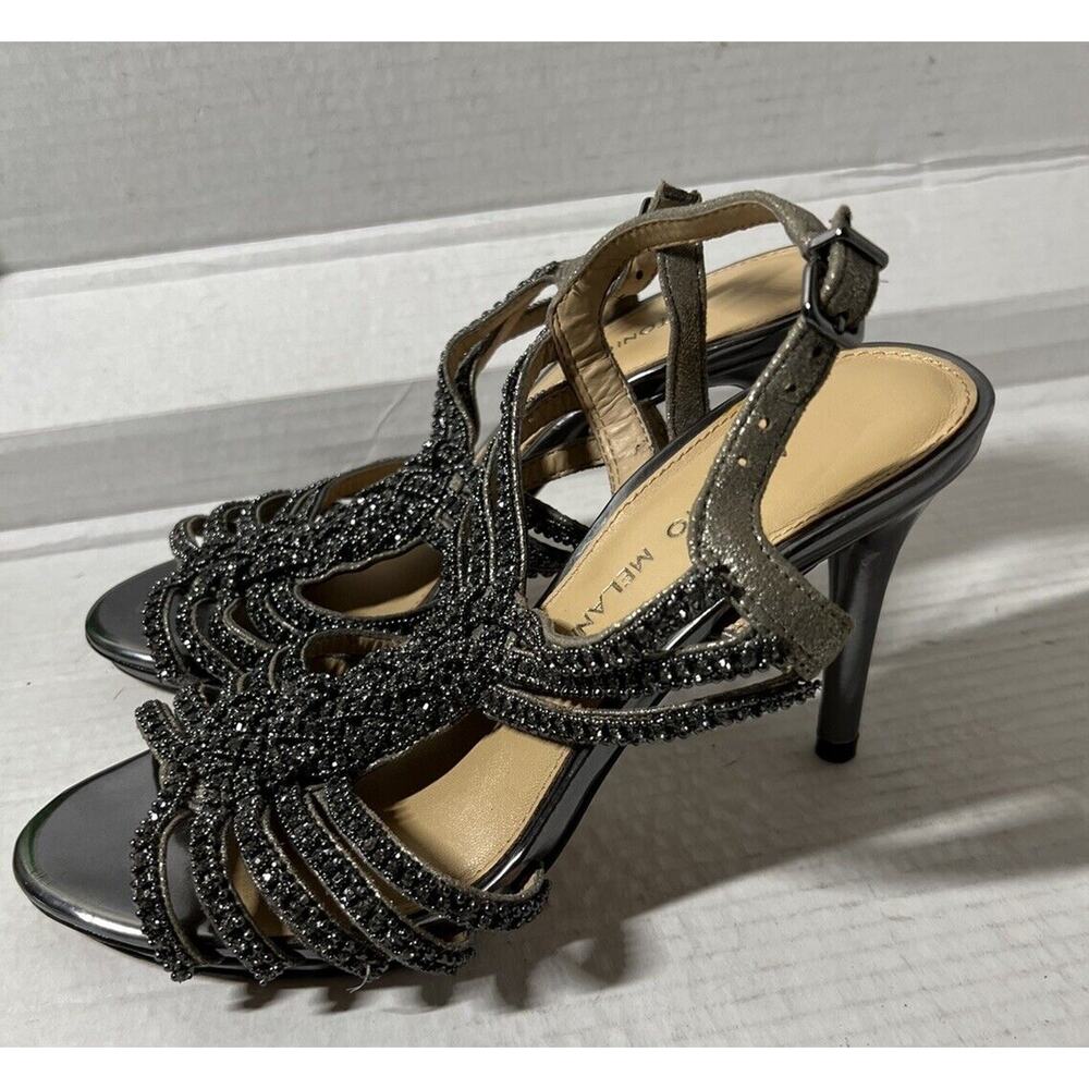 Antonio Melani Shoes Women’s Silver Rhinestones Sling-Back 4” High Heels 8